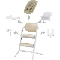 Cybex Lemo 4-in-1, Multifunktions-Hochstuhl, Gepolsterter Sitz, Salbei, Weiß, Einfarbig, 5-Punkt, Aluminium, Kunststoff