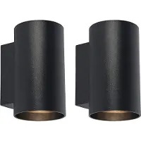 QAZQA Set aus 2 modernen Wandleuchten schwarz rund - Sandy