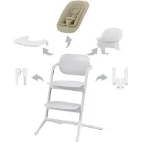Cybex Lemo 4-in-1 Hochstuhl inkl. Babywippe, Babyset und Tablett, All White