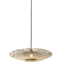 QAZQA - Orientalisch Orientalische Hängelampe I Pendellampe I Pendelleuchte schwarz mit Bambus 50cm - Rina I Wohnzimmer I Schlafzimmer - Bamboo Rund - LED geeignet E27