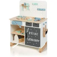 MUSTERKIND Spielwerkbank "Fagus, weiß/natur", beige (naturweiß), Rollenspielzeug, KinderB:66cm H:90cm T:42cm, Holz, Spielwerkbank, B:66cm H:90cm T:42cm