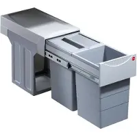 Hailo 3666821 Abfallsorter 30 (2x15) Liter TANDEM ab 30 cm Schrankbreite, hellgrau