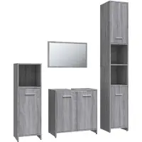 vidaXL 4-tlg. Badmöbel-Set Grau Sonoma Holzwerkstoff