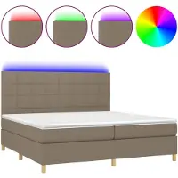 vidaXL Boxspringbett mit Matratze & LED Taupe 200x200 cm Stoff