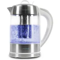 Cecotec ThermoSense 370, 1,7 l, 2200 W, Grau, Edelstahl, Transparent, Weiß, Glas, Edelstahl, Wasserstandsanzeige, Filterung