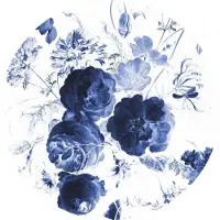 Kek Amsterdam Königsblaue Blumentapete Kreis SC-001 ø142,5 cm