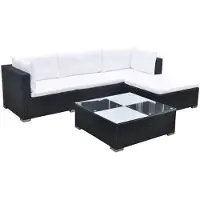 vidaXL 5-tlg. Garten-Lounge-Set mit Kissen Poly Rattan Schwarz