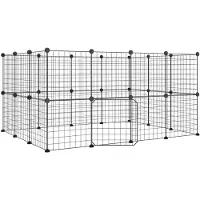 vidaXL 28-tlg. Haustierkäfig mit Tür Schwarz 140x105x70 cm Stahl