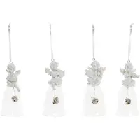DKD Home Decor Weihnachtsdekoration - - Set von 4 Engeln - Resin und Glas - Multicolor - 5x5x10,5 cm