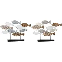 DKD Home Decor Deko-Figur 65,4 x 9,5 x 43 cm Schwarz Blau Braun Spiralen (2 Stück)