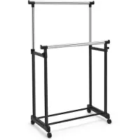 Coast Garderobenständer höhenverstellbar Kleiderständer Rollstange mit Rollen schwarz 86 x 94-168 cm