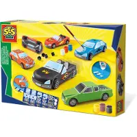 SES Creative 01401 Gips Gießen Autos, Fahrzeug Bastelset für Kinder, Guss-/Mal-Set für Kinder, 5 Jahr(e), Mehrfarbig