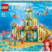 LEGO 43207 Disney Arielles Unterwasserschloss, Prinzessinnen-Spielzeug-Schloss, Geschenkidee für Mädchen und Jungen ab 6 Jahren mit Arielle die kleine Meerjungfrau und 4 Delfin-Tier-Figuren