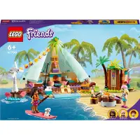 LEGO 41700 Friends Glamping am Strand, Abenteuer-Camping-Set, Spielzeug für Mädchen und Jungen ab 6 Jahren mit 3 Mini-Puppen und Zubehör