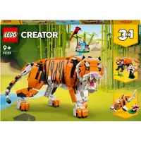 LEGO 31129 Creator Majestätischer Tiger, Panda oder Fisch, 3-in-1 Tierfiguren-Set, Spielzeug für Kinder, Jungen und Mädchen, Konstruktionsspielzeug mit Tieren