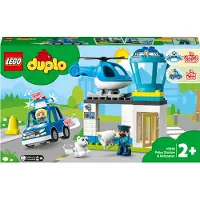 LEGO 10959 DUPLO Polizeistation mit Hubschrauber, Polizeiauto und Steine, Polizei-Spielzeug für Kleinkinder ab 2 Jahre, Lernspielzeug für Mädchen und Jungen