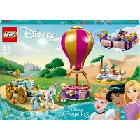 LEGO 43216 Disney Prinzessinnen auf magischer Reise Spielzeug mit Cinderella, Jasmine, Rapunzel Mini-Puppen, Spielzeugpferd & Kutsche, fliegendem Teppich, Heißluftballon für Mädchen und Jungen