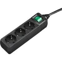 Hama 00121906, 3 AC-Ausgänge, 230 V, 16 A, 3500 W, Schwarz, Kunststoff