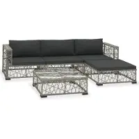 vidaXL 5-Tlg Garten-Lounge-Set mit Kissen Poly Rattan Grau 46813