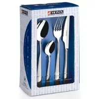 Pinti Monix MONIX Siena Besteck-Set 24 Teile, aus Edelstahl, modernes Design mit polierter Oberfläche, für 6 Personen, Stärke 3 mm, spülmaschinenfest, Farbe Silber