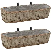 vidaXL Balkonpflanzer 60x18x13 Cm 2 Korbweide Mit Sport Beschichtung 60x18x13 Cm