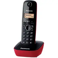 Panasonic KX-TG1611, DECT-Telefon, 50 Eintragungen, Anrufer-Identifikation, Schwarz, Rot