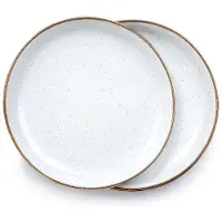 Bär Barebones Salatteller, 20,3 cm, 2er-Set, Essteller, Emaille-Teller, langlebiger K chen- oder Campingteller, Eierschalenfarben