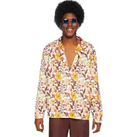 Leg avenue Herrenhemd im 70er-Jahre-Stil mit Blumenmuster. Mehrfarbig