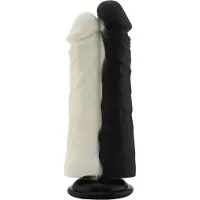 Hismith Premium Doppel-Dildo Schwarz Weiß Aufsatz 20,8 cm KlicLok