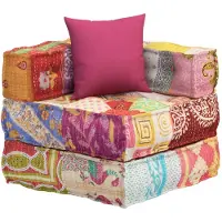 Super Merchant - Fußbank - modular - mit - Kissen - Patchwork - Stoff