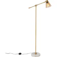 QAZQA Art Deco Stehleuchte aus Bronze mit Marmor und Bernsteinfarbenem Glas Nina