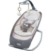 Ingenuity Babywippe "Rocking Seat - Bella Teddy", Baby, grau, Kunststoff, Metall, Stoff, Babywippen Babywippe, mit Sound-Effekt