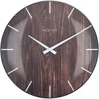 Nextime Edge Wood Dome, Wand, Quarzuhr, Rund, Braun, Glas, Erwachsene
