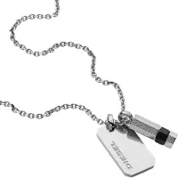 Diesel Halskette Brave Armor Double Pendant DX1156040 Silberfarben