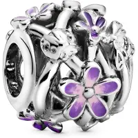 Pandora Damen Openwork Lila Gänseblümchen Perlen - Pandora Stil Silber Schmuck