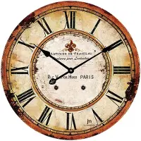 Lowell Wanduhr im Retro-Design, mittelgroß, mit gebürstetem Motiv, Modell 14862