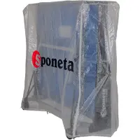 Sponeta , Abdeckhülle für klappbare Tischtennisplatten aus transparenten Polyethylen