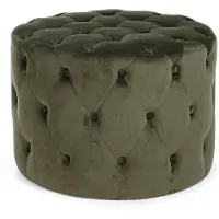 YES everyday Pouf Lorella Samt-Optik, modern gepolstert, rund, grün, weiche elegante Textur