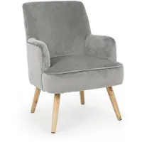YES everyday Sessel Adeline in Samt-Optik, klassisches Design, grau, gepolstert, Buchenholzgestell