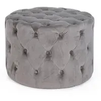 YES everyday Pouf Lorella aus Samt, modern und rund, grau, gemütlich gepolstert für Dein Zuhause
