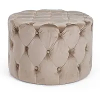 YES everyday Pouf Lorella Samt-Optik, modern und rund, weich gepolstert, Taupe – stilvoll für Dein Zuhause