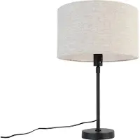 QAZQA - Design Tischleuchte I Tischlampe I Lampe I Leuchte schwarz verstellbar mit Schirm hellgrau 35 cm - Parte I Wohnzimmer I Schlafzimmer - Stahl Rund - LED geeignet E27