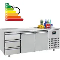 CombiSteel Gastro Edelstahl Kühltisch Kühltheke -2/+8°C 2 Türen 3 Schubladen 1/1GN