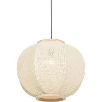 QAZQA Smart Pendant Lamp Natural Fabric 48 cm Incl. Wifi G95 - Rob