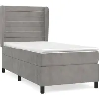 vidaXL Boxspringbett mit Matratze Hellgrau 90x200 cm Samt