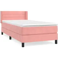vidaXL Boxspringbett mit Matratze Rosa 80x200 cm Samt