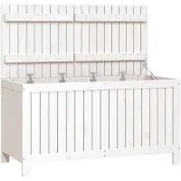 vidaXL Gartentruhe Weiß 121x55x64 cm Massivholz Kiefer