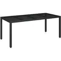 vidaXL Gartentisch mit Glasplatte Schwarz 190x90x75 cm Poly Rattan