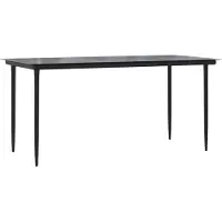 vidaXL Garten-Esstisch Schwarz 160x80x74 cm Stahl und Hartglas