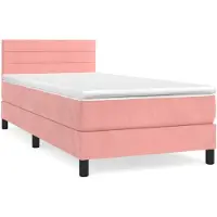 vidaXL Boxspringbett mit Matratze Rosa 80x200 cm Samt